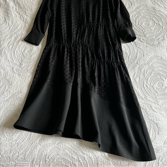 Tibi - Dot Jacquard Dolman Tie Neck Paneled Dress - Black - Picture 6 of 14